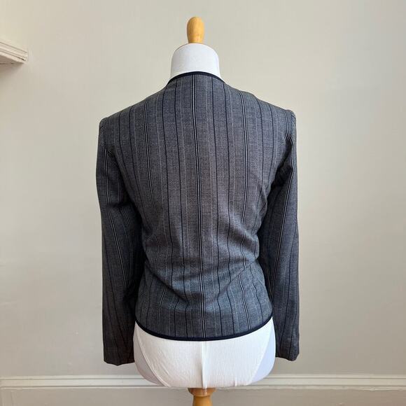 Vintage Gleneagles of Scotland Wool Blazer Striped Navy Blue Made in UK Jacket - Picture 7 of 10